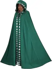 [KEOYA] Unisex Hooded Cloak Moon Phase Print Wizard Witch Cape Robe Vintage Medieval Renaissance Cosplay Costume