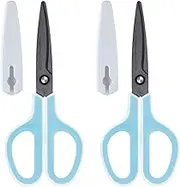 Plus Scissors SC-175SF Fit Cut Curve Fluorine Coated Memory Foam Grip White Blue Set of 2 34516-2P