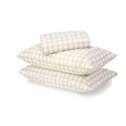 Gingham Cotton Flannelette Sheet Set - Queen Bed, Tan