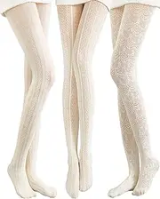 [JaGely] Womens Fishnet Hollow Out Knitted Tights Patterned Lace Stockings Vertical Strips Pantyhose
