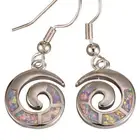 Spiral Shape Lavender Purple Fire Opal Silver Jewelry Dangle Drop Earrings