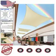 Beige Rectangle Sun Shade Sail 12' x 20' - 3- & 95% UV Protection