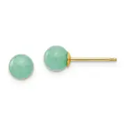 14K Yellow Gold 5mm Green Natural Stone Stud Earrings Madi K Child's Jewelry