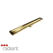 Radiant Tile Insert Linear Shower Grate-100mmx600mm-74mm Outlet-Brushed Gold