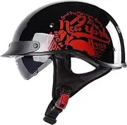 Retro Adult Motorcycle Half Helmet DOT Certified Men and Women Road Riding Beanie Motorcycle Helmet Bike Half Shell Helmet,Motorcycle Half Open Face Helmet Four Seasons