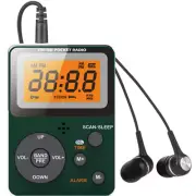 Mini Portable AM/FM Radio With Headphones & LCD Screen Pocket Handheld Radio