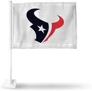 Rico Industries NFL Football Houston Texans White Background Double Sided Car Flag - 16" x 19" - Strong Pole that Hooks Onto Car/Truck/Automobile