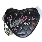 ALDO Black Heart-Shaped Quilted Crossbody Bag Purse Sorcha Bow Love