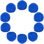 uxcell 2.8 Inch Faux Fur Pom Pom Balls, 10 Pcs Sapphire Blue Fluffy Soft Faux Fur Pom Poms for Hats with Elastic Loop for DIY Knitting Hats Keychain Scarves Gloves Bags Shoes Accessories