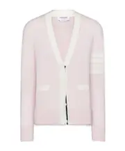 Thom Browne 4-Bar Striped V-Neck Cardigan IT40,IT44,IT42,IT38 light pink