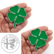 2x Alfa Romeo Big Cloverleaf Metal Emblem QV Badge Chrome Green Quadrifoglio