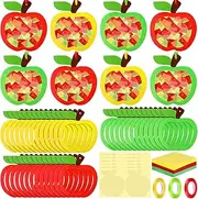 Marsui 36 Sets Apple Suncatcher Paper Craft Apple Shape Window Art Decor Red Yellow Green Tissue Paper Suncatchers Decoration DIY Craft for Party Ornaments