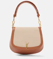 [Saint Laurent] Saint Laurent Voltaire leather and canvas shoulder bag One Size brown