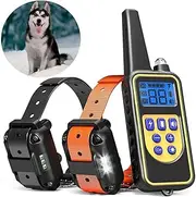 Dog Training Collar, 2 Dogs Upgraded, 2624ft Remote Rechargeable Waterproof Electric Shock Collar, with Beep Vibration Shock, for Small Medium and Large Breed Dogs