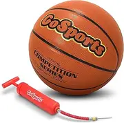 GoSports Indoor Synthetic Leather Competition Basketball with Pump for Youth & Adult - Available as Single Balls or 6 Packs - Choose Your Size