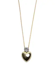 Argento Vivo Scarlet Cubic Zirconia & Heart Pendant Necklace in 18K Gold Plated Sterling Silver, 16-18