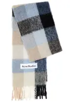 Acne Studios Vally Checked Alpaca-blend Scarf - Blue ONE SIZE