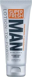 Super Fresh Ball Deodorant Powder Lotion Comfort Cream for Man Parts Groin Butt and Body Hygiene Controls Odor Stops Chafing and Itch Absorbs Sweat Aluminum Free Formula in 4 oz Tube
