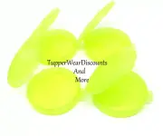 Tupperware NEW Set 4 Yellow Mini Clamshell Pill Keepers Round Pocket Containers