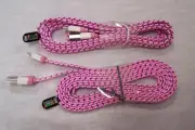 2 LIGHT PINK SIX FOOT ANDROID CHARGING CABLE CORDS charge MIRCO usb cell phone