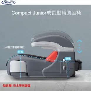 【Graco】幼兒成長型輔助汽車安全座椅 COMPACT JUNIOR(贈可愛造型安全帶保護套)