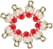 TEHAUX Strawberry Jewelry Charms Set of 10 Metal DIY Pendants for Necklace Bracelet Keychain Craft Projects