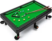 Mini Pool Table Playset, with Balls Cues Triangle Rack, Stress Relief Toy Set Mini Billiards Table Top Game for Kids Adults Family Games