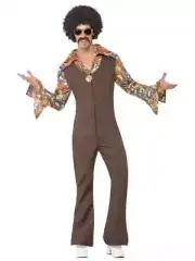 Groovy Boogie Dancer 70s Disco Costume Jumpsuit Trouper 1970s Mens Retro 60s