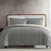 3pc Ardor Henry Reversible Plaid Print Home Comforter Bedding Set - Coffee