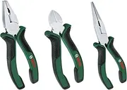 Bosch Pliers Set 3-Piece (3x High-Quality, Precise, Long-Lasting Combination, Diagonal Side Cutter and Long-Nose Pliers for Robust Multitasking; Ergonomic; Matt Chrome-Nickel-Plated) - Amazon Edition