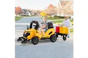 Costway 12V Ride On Car Electric Street Sweeper Truck Garbage Cans Toy w/Remote&LED Light Yellow