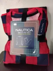 Nautica Men's 2-piece Waffle Knit Pajama Set Buffalo Red Size L