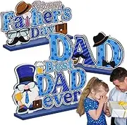 Lesunbak Fathers Day Wooden Sign | Wood Fathers Day Decorations,Home Decor Accents for Dad Family Friends Husband Table Desk