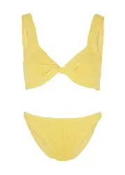 Hunza G Juno Seersucker Bikini, Bikini, Yellow - One Size One Size