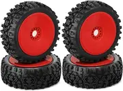 4PCS 1/8 RC Wheel Tire Rubber 120MM 112MM Tire 17mm Hub Hex for 1/8 RC Car on Road Off-Road, Red