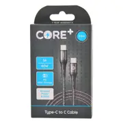 Core+ USB-C to Type C Braided Charging Cable Cord 1.5m For Samsung iPhone Grey