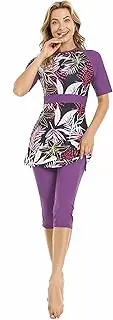 [FOKULUNDA] Elegant Short Sleeve Swimsuit, Modest Swimwear for Women and Girls, Bukinis surf Swimwear