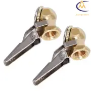 2Pack Tire Inflatable Straight Brass Open Flow Air Chuck Lock-On Clip 1/4" NPT