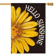 Hello Sunshine House Flag 28x40 Inch Double Sided House Size-28 x 40" Black