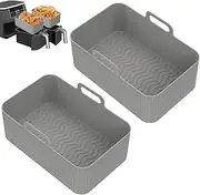 2Pcs Air Fryer Silicone Pot Air Fryer Liner Heat Resistant Air Fryer Silicone Baking Pan Air Fryer Accessories Liners for Air Fryer Oven Microwave (2X grey)