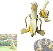 QINGBAO Banana Duck Garden Statue Ornaments, Creative Outdoor Peeled Banana Duck Art Sculpture Decor, Whimsical Peeled Banana Yellow Duck Decorative for Home Garden Yard Patio Statues