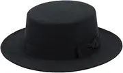 [Bamboopack] Unisex Trendy Felt Fedora Hat Wool Blend Wide Brim Panama Hat with Bow Trilby Hat