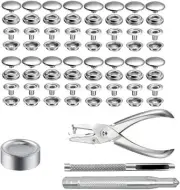200 Pcs Leather Snap Fasteners Kit,15mm Heavy Duty Snap Button Press Stud Cap