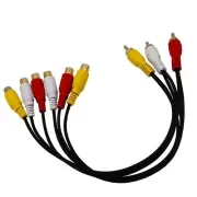 Audio Video AV Adapter Cable 3 RCA Male Jack to 6RCA Female Plugs Splitter