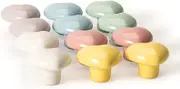 RiLiKar 12 Pack Colorful Ceramic Cabinet Knobs Heart Shape Kitchen Cabinet Drawer Dresser Cupboard Pull Handle Knob with 3 Kinds of Screws