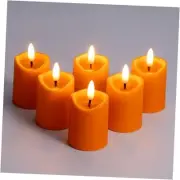Simplelight Flameless Votive Candles with Timer, Realistic Black Wick Orange
