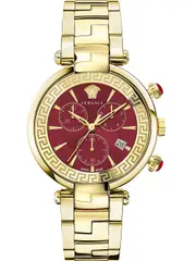 Versace Chronograph VE2M00721 Red Dial Gold Stainless Steel Womens Watch