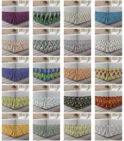 Ambesonne Leaves Pattern Bedskirt Elastic Wrap Around Skirt Gathered Design