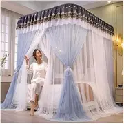 Mosquito Net for 1.8m/6ft Bed, Bedroom Decorative Luxury Bed Canopy with Stand, Double Mesh Bed Curtain - Dust & Windproof (Color : Style 8, Size : 1.8x2.2x2.1m)