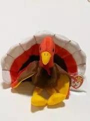 TY Gobbles The Turkey Beanie Baby Original 1996 Retired -Tag err -Bonus Card